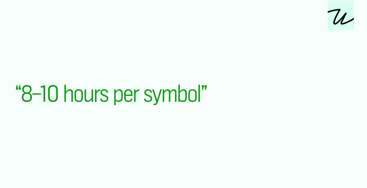 “8–10 hours per symbol”