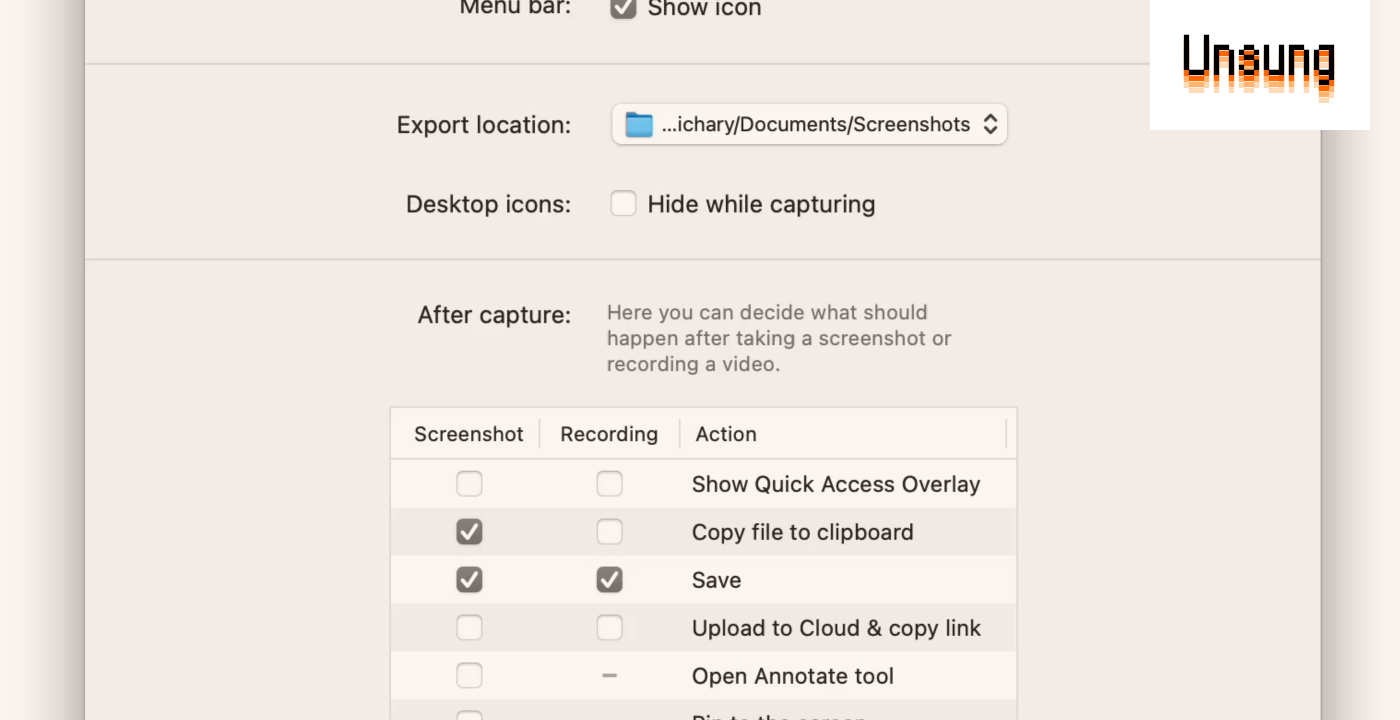 CleanShot’s onboarding via settings