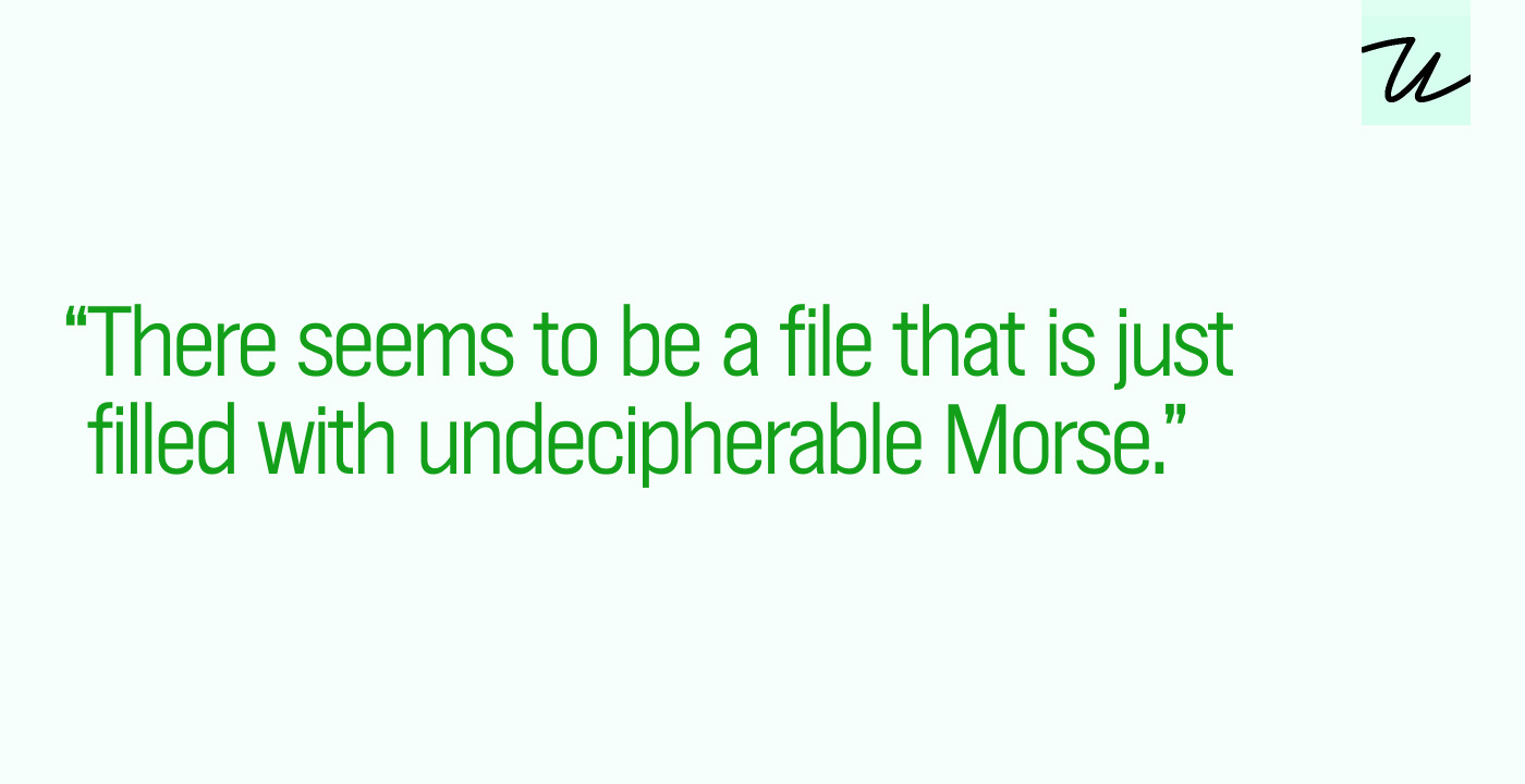 “There seems to be a file that is just filled with undecipherable Morse.”